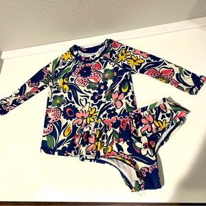 Long Sleeve Two Piece Roller Rabbit Rash Guard UPF 50 Swimsuit Size 12-18 Months